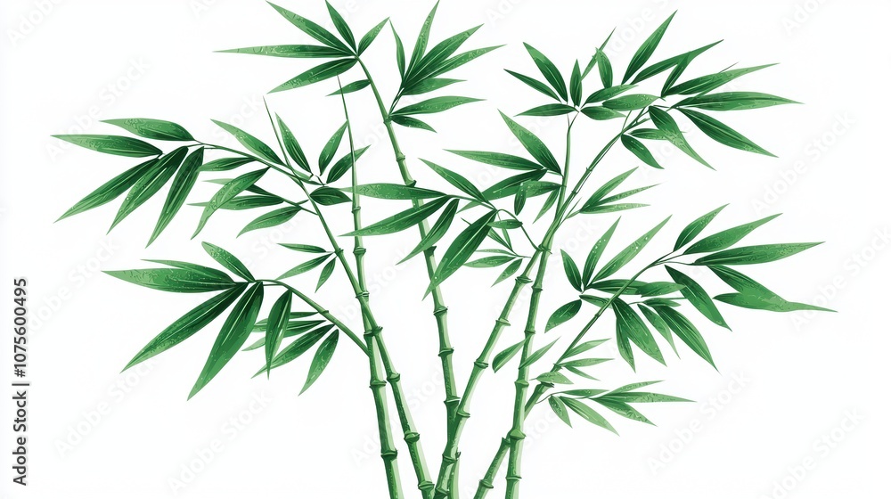 Vibrant Bamboo Plant with Lush Green Leaves and Structured Stems Perfect for Nature s and Eco-Friendly Designs