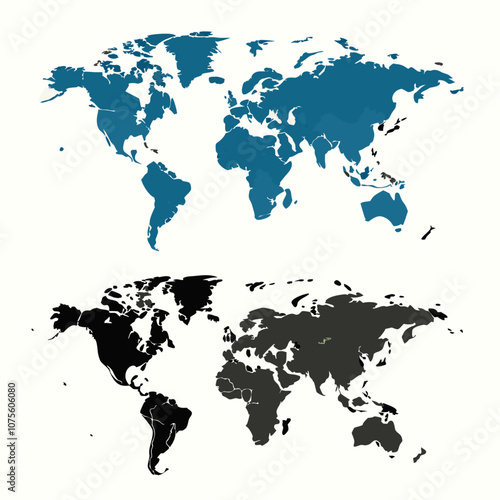 Two detailed world maps, one with country borders illustration (4)