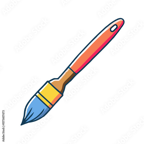 Colorful paintbrush icon with blue bristles and orange handle for artistic design