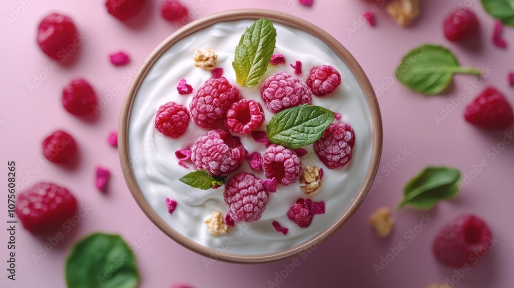 Yogurt with Raspberries and Mint Yogurt with Raspberries and Mint
