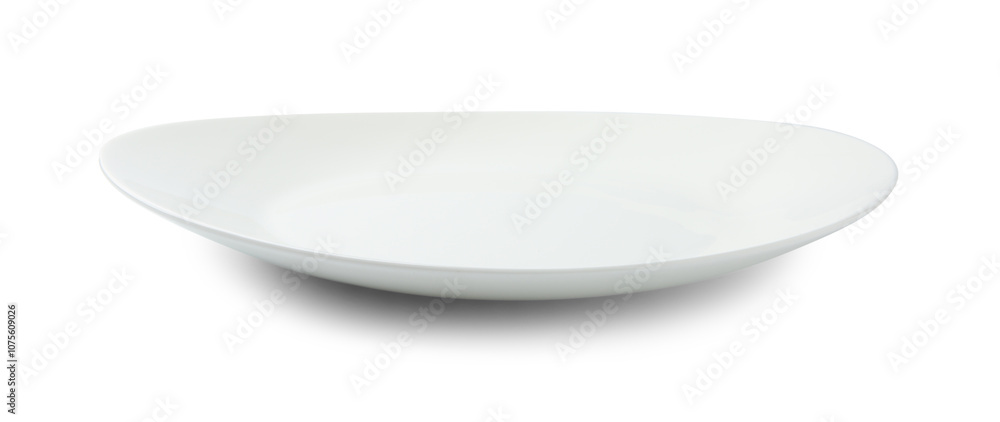 One empty ceramic plate isolated on white One empty ceramic plate isolated on white