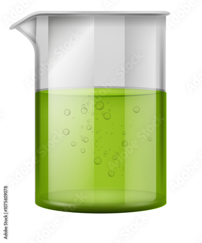 A green liquid in a glass beaker