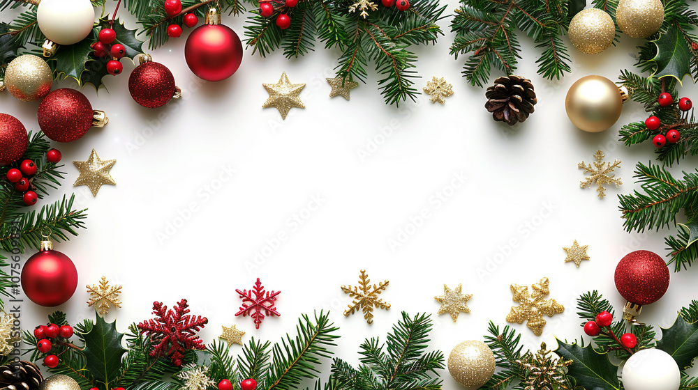 Elegant Christmas Frame Background with Gold Decorations Elegant Christmas Frame Background with Gold Decorations