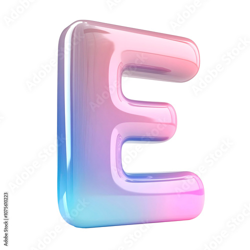 pastel 3d letter E uppercase letter E png 3d letter E isolated holographic alphabet iridescent typography