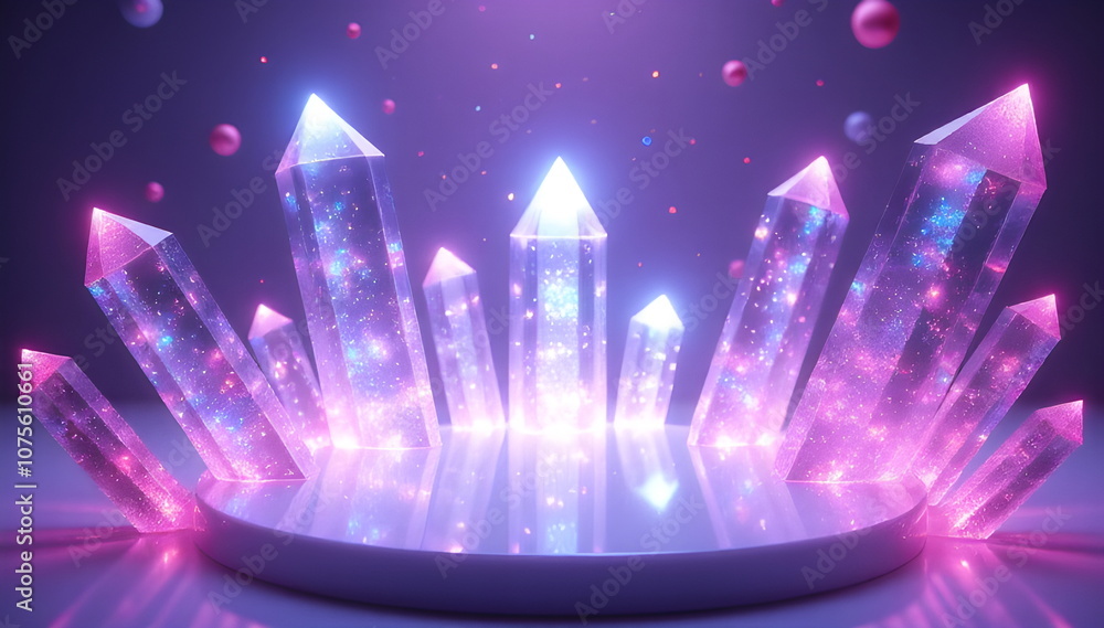 An empty clean Podium crafted from sharp crystals with a clean smooth surface and lots of empty space for product, background for sale amd marketing An empty clean Podium crafted from sharp crystals with a clean smooth surface and lots of empty space for product, background for sale amd marketing