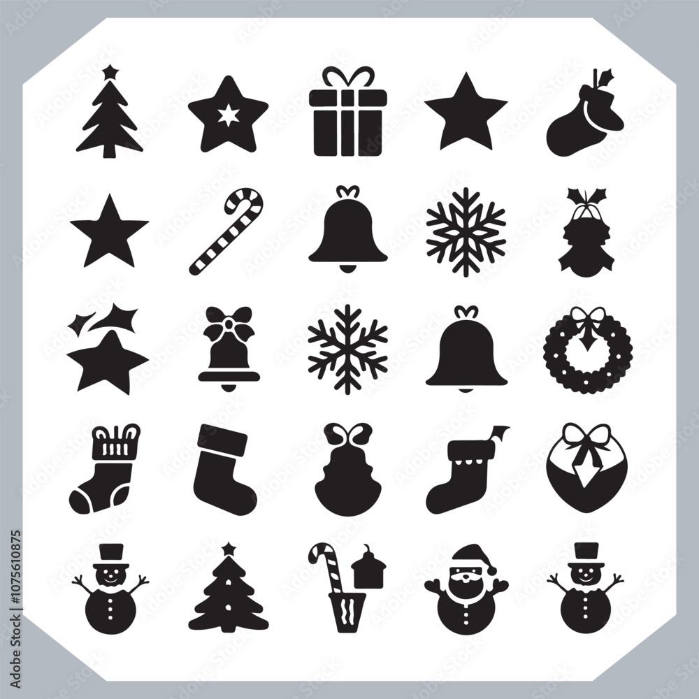 Black Merry Christmas day icon silhouette, Christmas Bundle icon set. Christmas icons collection silhouettes in white background
Black Merry Christmas day icon silhouette, Christmas Bundle icon set. Christmas icons collection silhouettes in white background