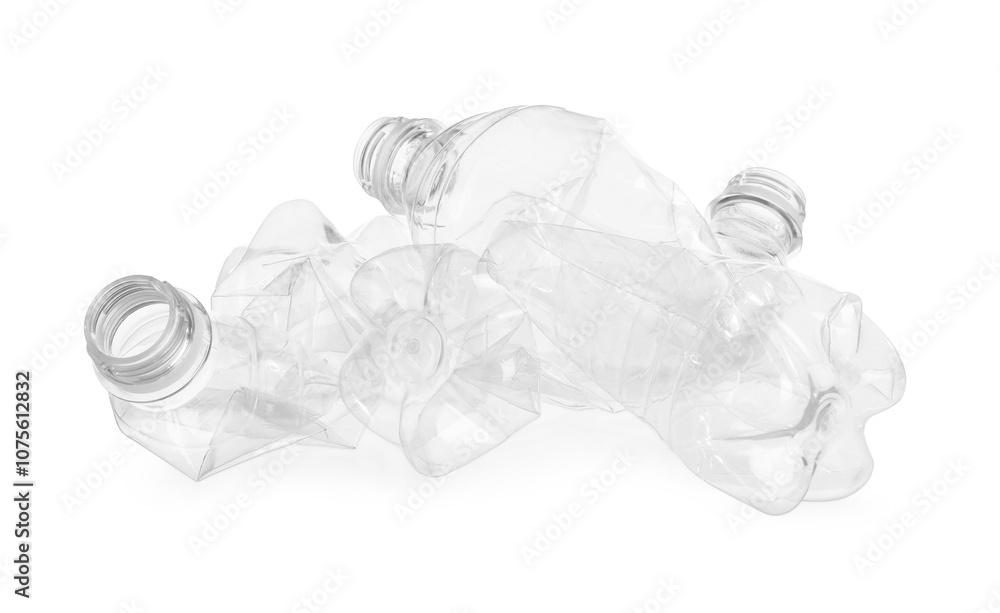 Crumpled empty plastic bottles isolated on white Crumpled empty plastic bottles isolated on white