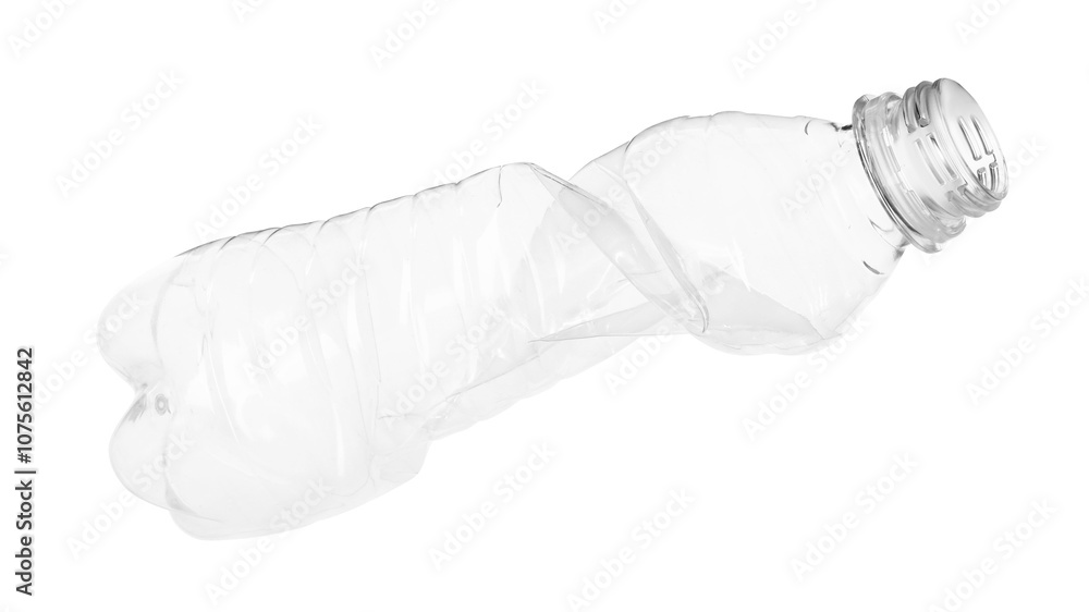 One crumpled plastic bottle isolated on white One crumpled plastic bottle isolated on white