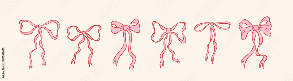 Set of hand drawn various ribbons and bows. Minimalist drawing sketch. Vintage vector illustration ink doodle style. Perfect for poster, greeting cards, wedding invitations, branding, logo, tattoo. Set of hand drawn various ribbons and bows. Minimalist drawing sketch. Vintage vector illustration ink doodle style. Perfect for poster, greeting cards, wedding invitations, branding, logo, tattoo.