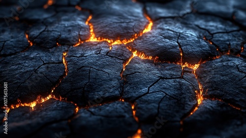 Cracked earth with glowing lava underneath.