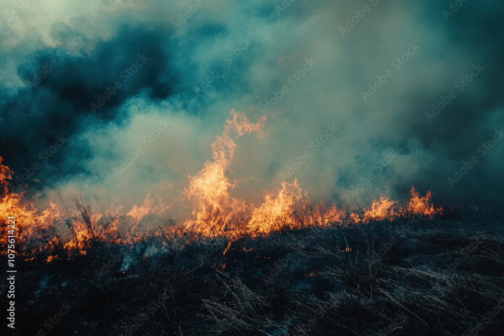 Obraz premium Blazing Wildfire in Action