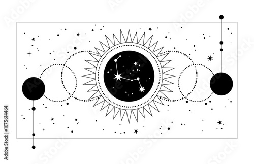 Space stylized elements in a rectangular frame
