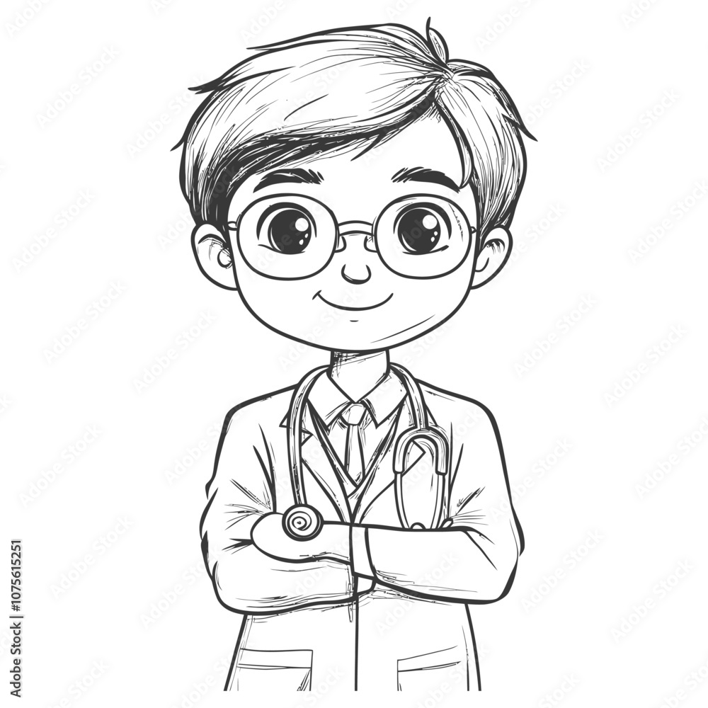 A Cartoon Illustration of a Male Doctor Wearing a Lab Coat and a Stethoscope A Cartoon Illustration of a Male Doctor Wearing a Lab Coat and a Stethoscope