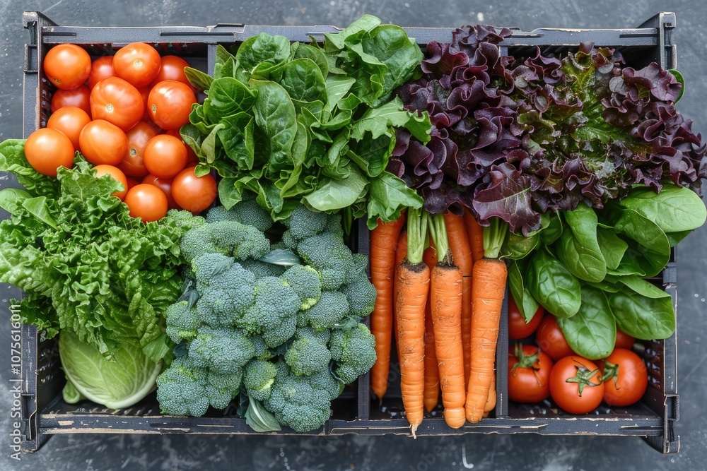 Fresh Vegetables in a Wooden Crate Fresh Vegetables in a Wooden Crate
