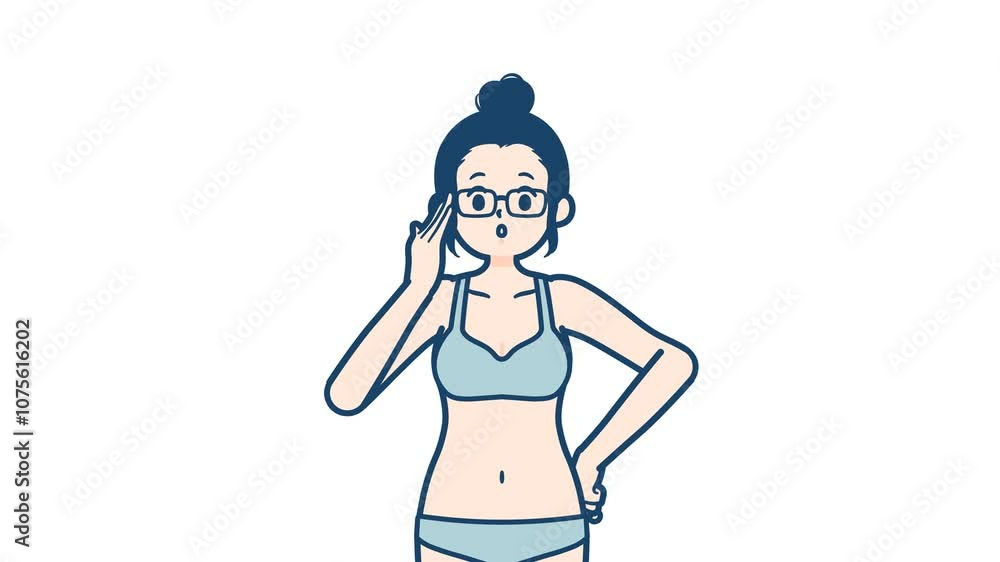 Underwear woman_Hold down glasses_with alpha channel Underwear woman_Hold down glasses_with alpha channel