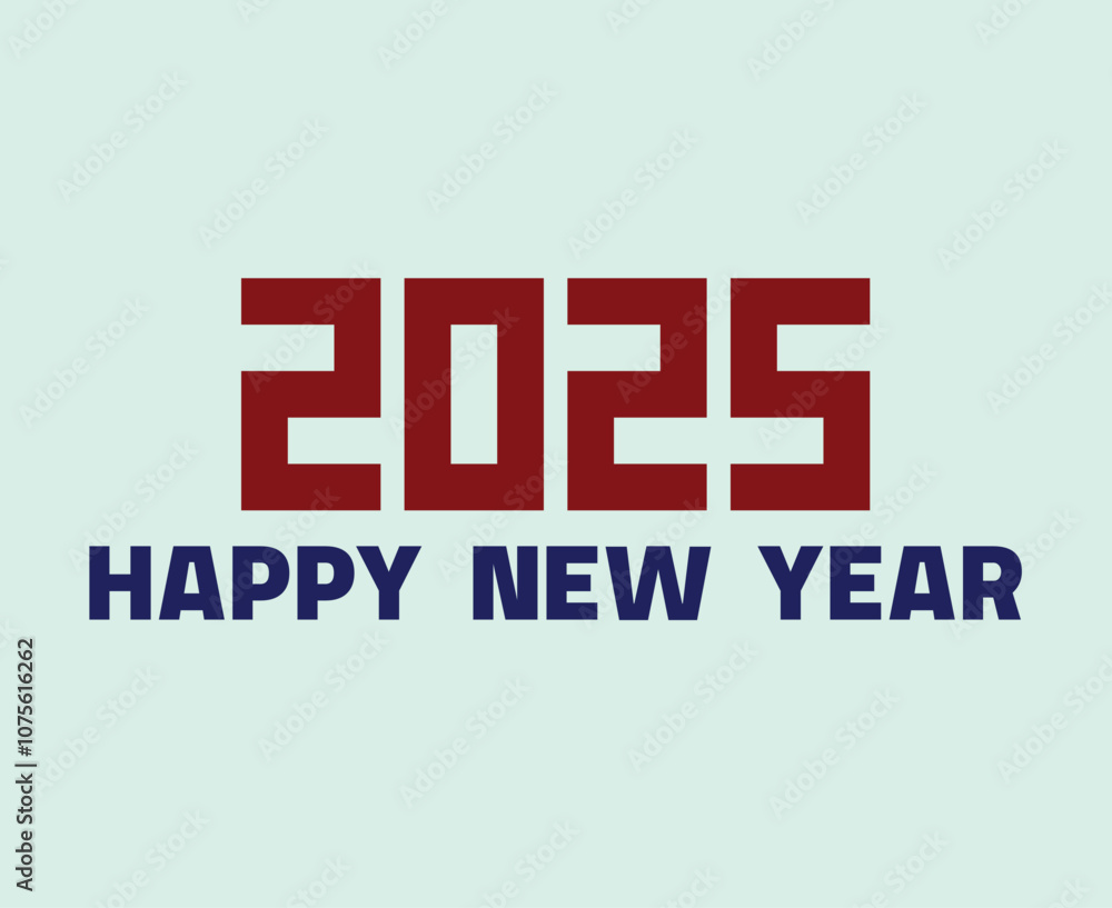 Obraz premium Happy New Year 2025 Typography Blue And Maroon Design Abstract Vector Illustration
