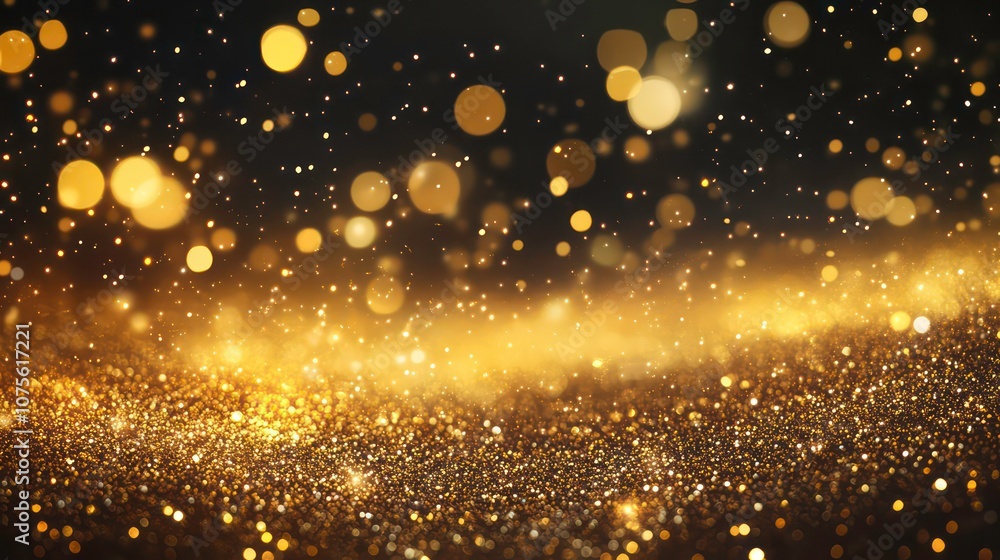 Naklejka premium A bright golden star shines in the dark, surrounded by glittering sparkles. The year 2025 is written below.