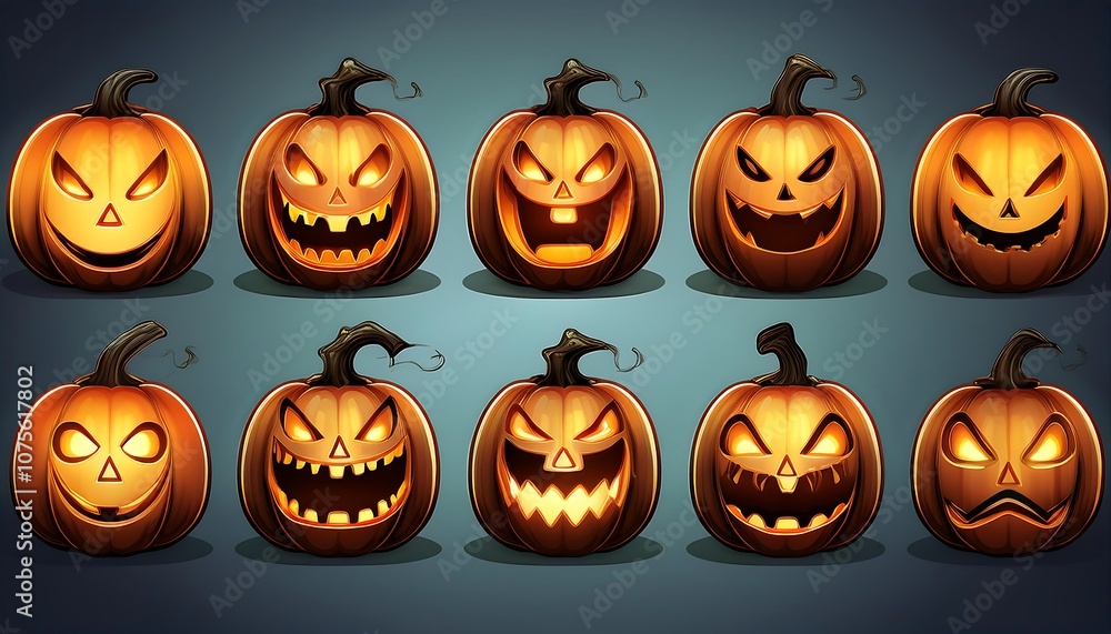Vector icons of terrifying lantern faces and creepy silhouettes set in isolated, transparen_1(1799) Vector icons of terrifying lantern faces and creepy silhouettes set in isolated, transparen_1(1799)