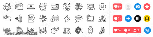 Computer fingerprint, Fake news and Accounting line icons pack. Social media icons. Sunny weather, Calendar, Recovery cloud web icon. 3d chart, Fair trade, Vitamin a pictogram. Update data. Vector