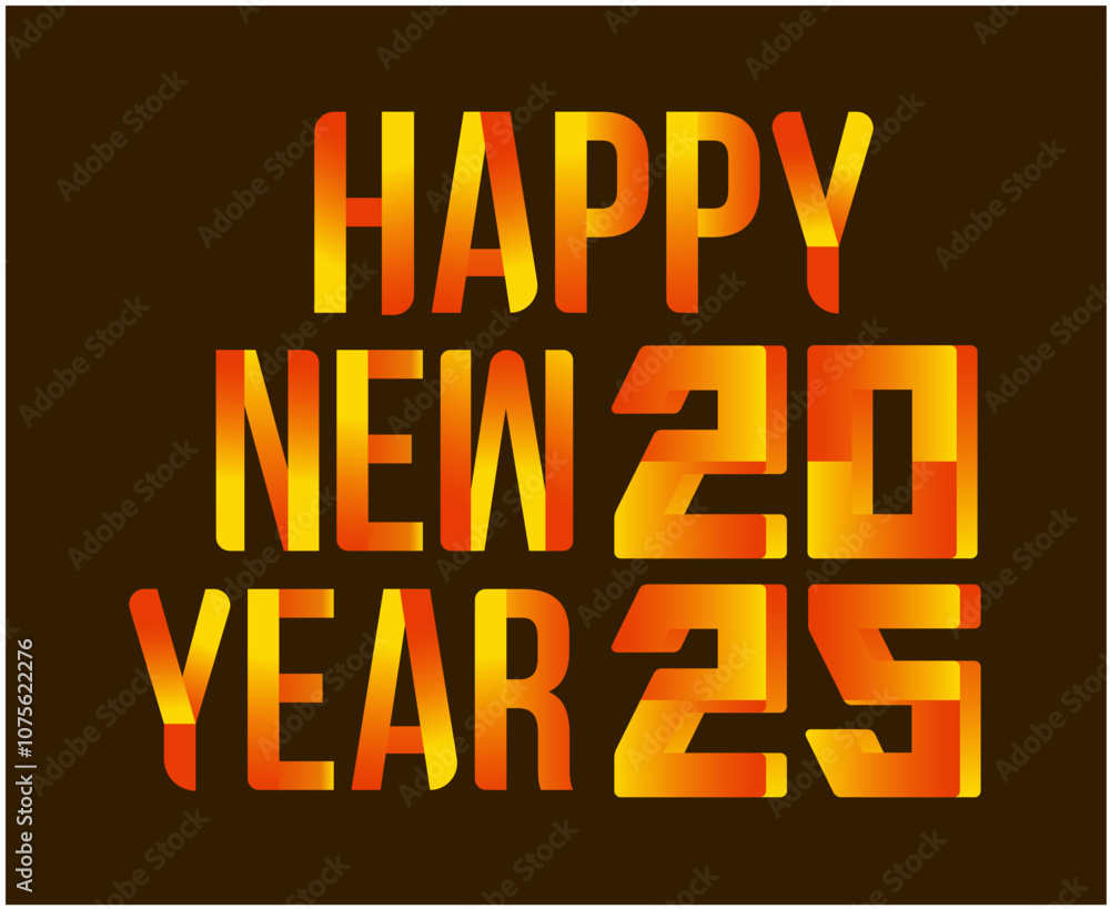Happy New Year 2025 3D Realistic Typography Orange Design Abstract Vector Illustration Happy New Year 2025 3D Realistic Typography Orange Design Abstract Vector Illustration