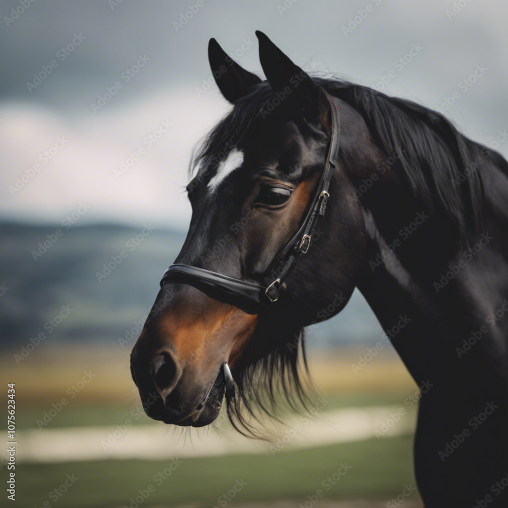 Obraz premium Black Horse Closeup