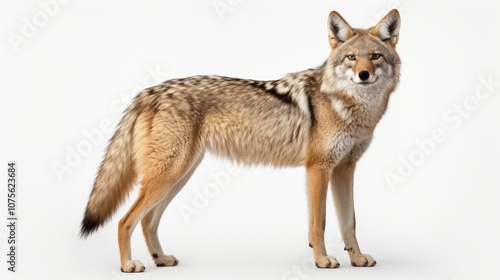 Realistic png of an alert coyote in a versatile background for seamless design integration photo