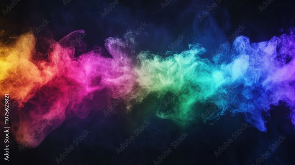 A vibrant swirl of colorful smoke in shades of rainbow against a dark background, creating a dynamic visual effect. A vibrant swirl of colorful smoke in shades of rainbow against a dark background, creating a dynamic visual effect.