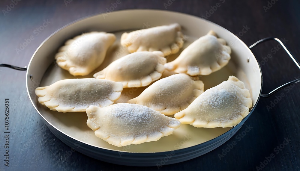 Pierogi frozen with potato, cheese, and onion fillings are ready for boiling or sautéing in_1(1518) Pierogi frozen with potato, cheese, and onion fillings are ready for boiling or sautéing in_1(1518)