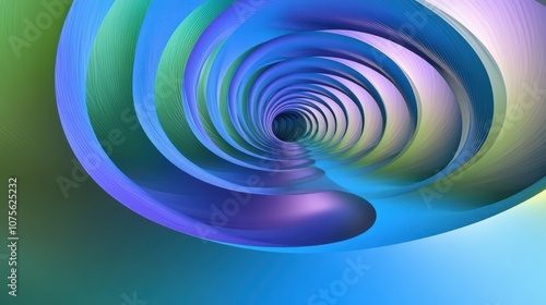 Abstract swirling tunnel in vibrant shades of blue and green, creating a captivating sense of depth and motion.
