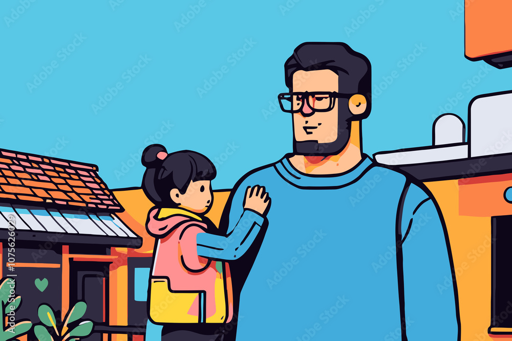 Father and Daughter Bonding Illustration for Family-Themed Designs