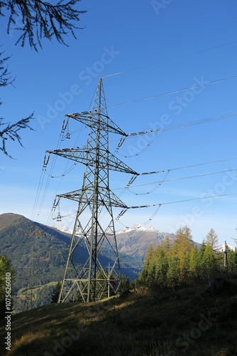 Stromleitungen und Mastenwald, Landschaftszerstörung - powerlines and poles blithe the landscape photo