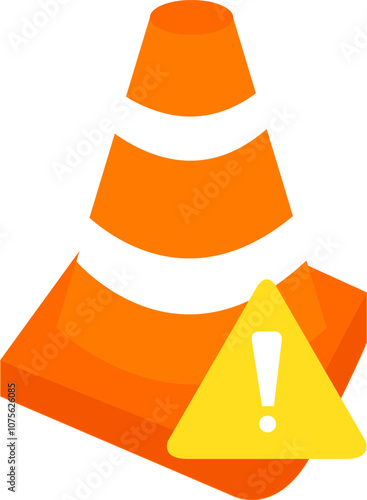  Traffic Cone icon with Warning Sign