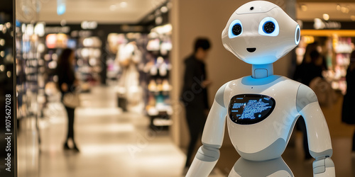 Wallpaper Mural humanoid robot designed to assist customers in a modern retail store Torontodigital.ca
