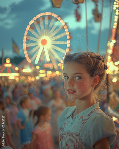 Photo vintage d'une fête foraine américaine classique des années 1950 photo