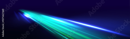 High speed green waves for eco-design. Futuristic neon light effect. Speed of light concept background.	