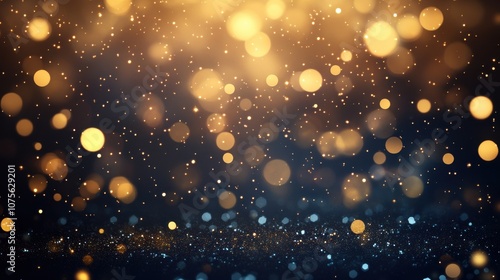 A mesmerizing backdrop of shimmering gold and blue bokeh lights creating a magical atmosphere.