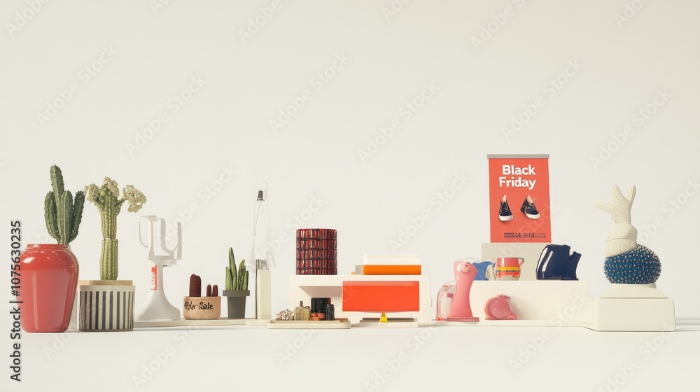 A clean white background displaying an assortment of popular products with a bold A clean white background displaying an assortment of popular products with a bold