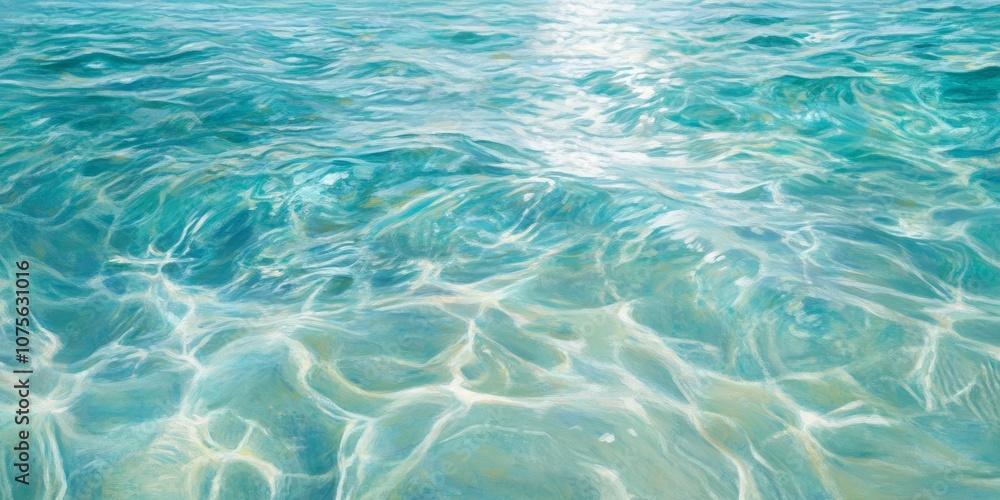 Crystal clear turquoise waters with gentle light reflections and waves Crystal clear turquoise waters with gentle light reflections and waves