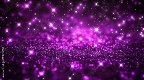 Enchanting purple glitter background with sparkling stars and a dreamy ambiance.