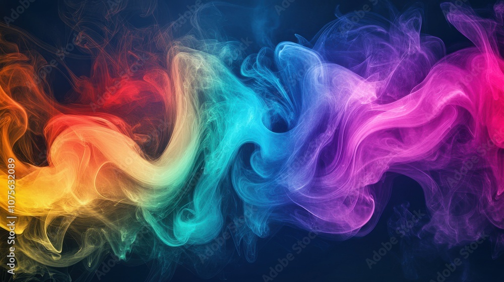 Colorful smoke waves create a vibrant and dynamic abstract background. Colorful smoke waves create a vibrant and dynamic abstract background.