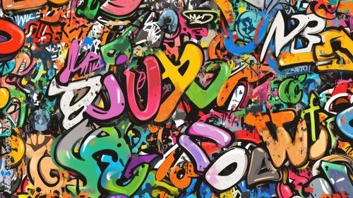 Wallpaper Mural A vibrant and chaotic mix of colorful graffiti showcasing artistic expression and urban culture. Torontodigital.ca