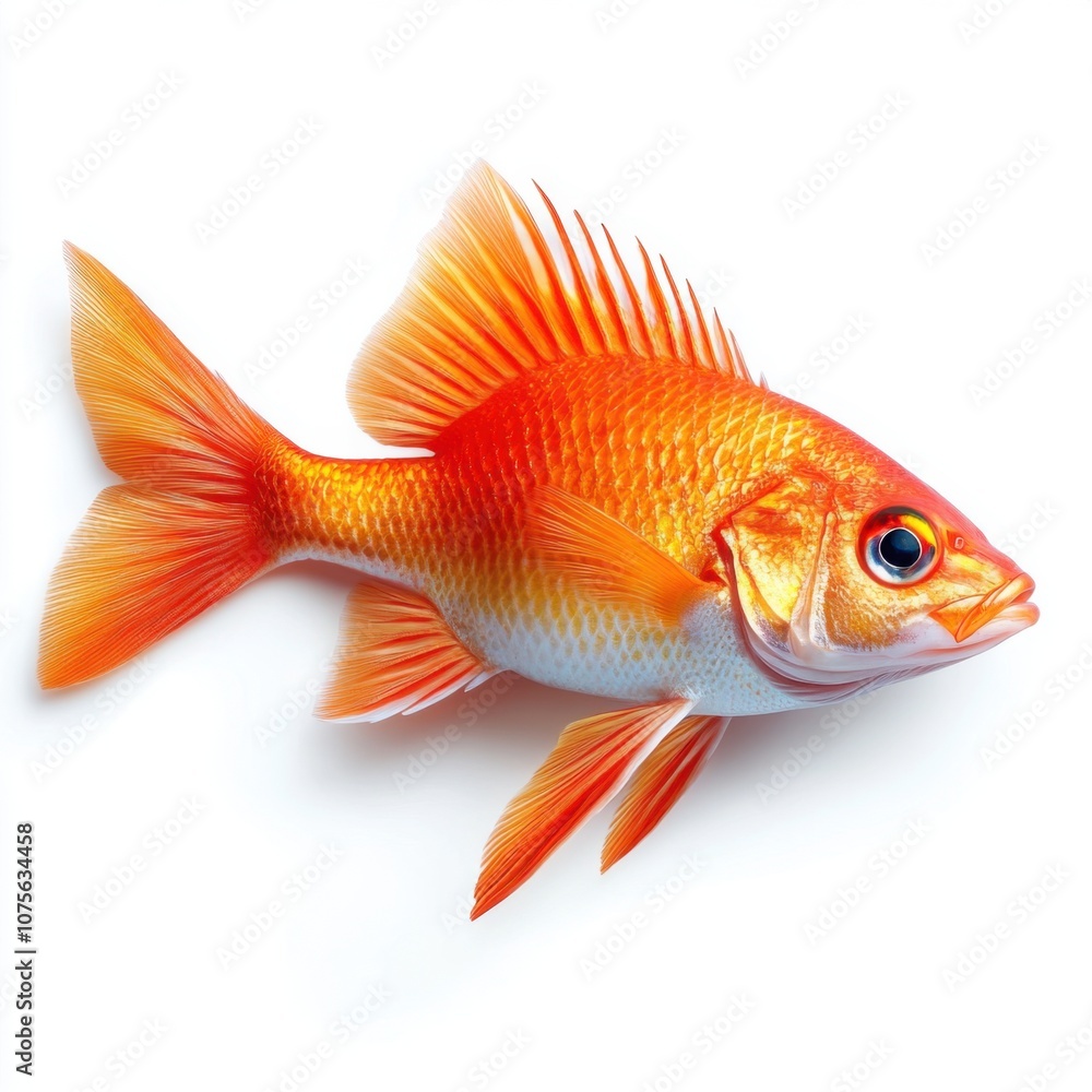 Colorful fish displayed on a plain white background for art and design inspiration Colorful fish displayed on a plain white background for art and design inspiration