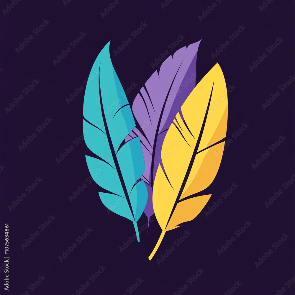 Simple illustration of vibrant colorful feathers. Simple illustration of vibrant colorful feathers.