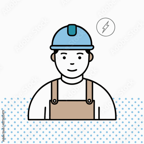 A man in a blue hard hat is smiling. He is wearing a brown apron and is standing in water