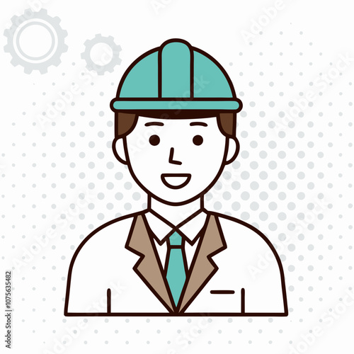 A man in a hard hat and a suit is smiling. He is wearing a tie and a jacket