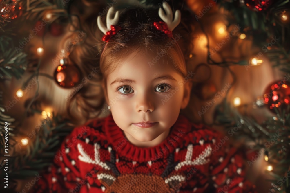 Festive Girl in Reindeer Sweater Festive Girl in Reindeer Sweater