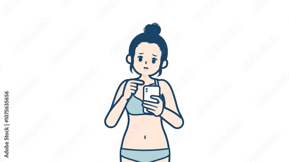 Underwear woman_smartphone do not understand_with alpha channel Underwear woman_smartphone do not understand_with alpha channel
