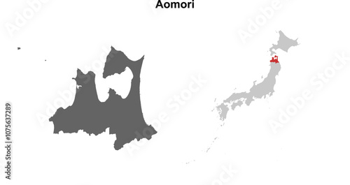 Принти на полотні Aomori prefecture blank outline map set