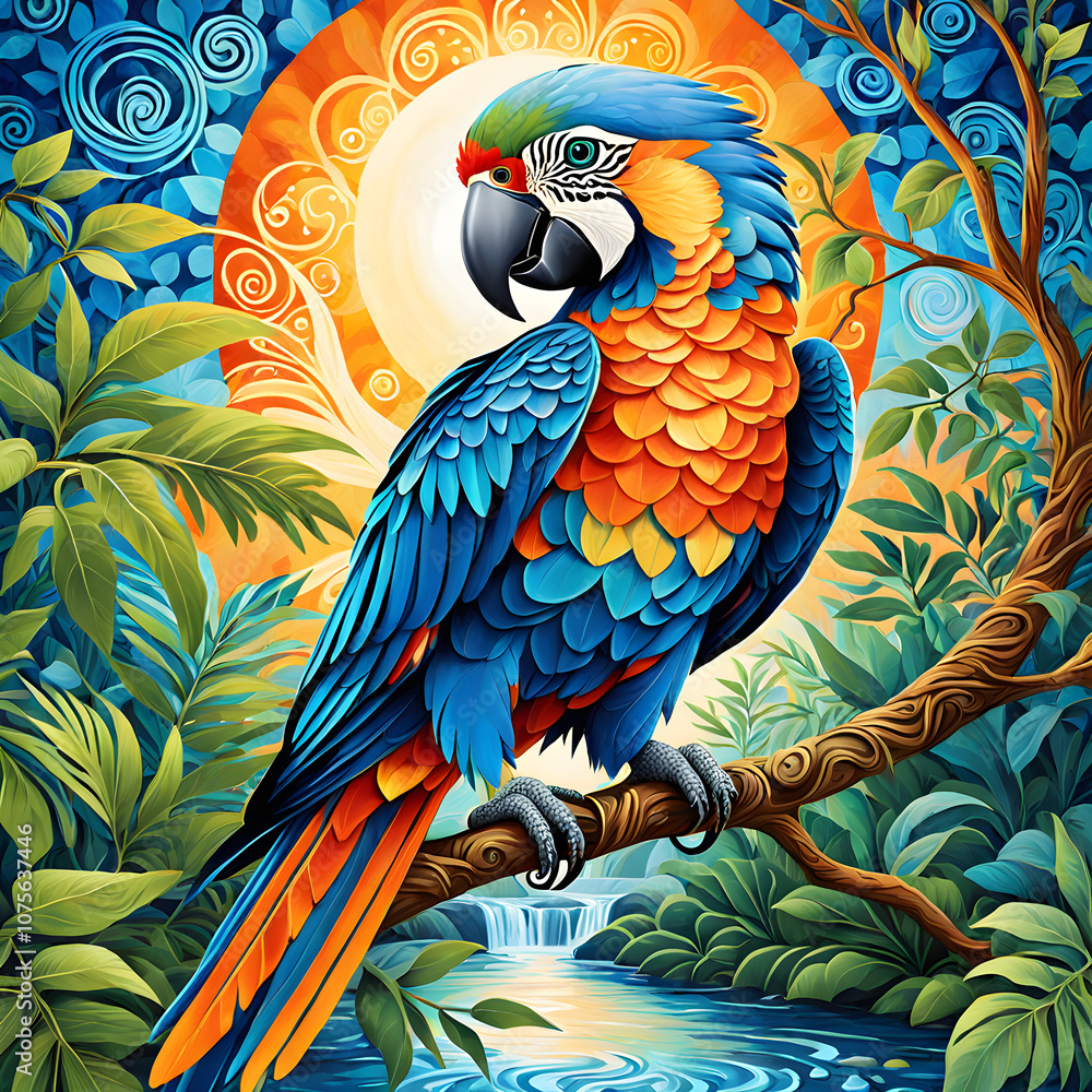 Fototapeta premium parrot on a branch