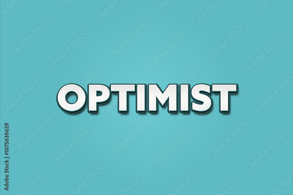 Obraz premium Optimist. A Illustration with white text isolated on light green background.